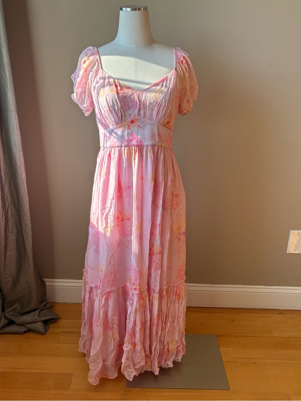 NWT Love Shack Fancy Pink Lightweight Flirty Fit & Flare Ruffle Midi dress 4